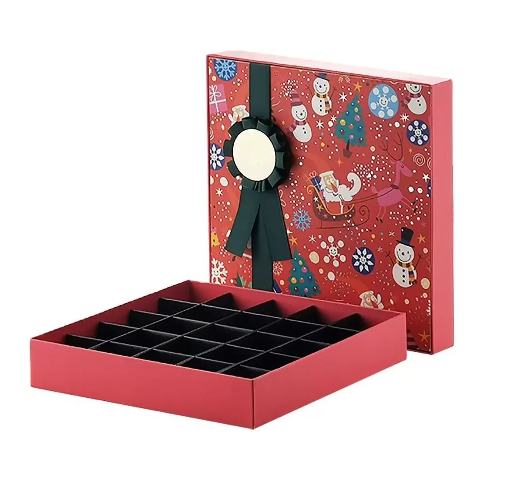 Custom luxury chocolate gift box with Christmas chocolate packaging design